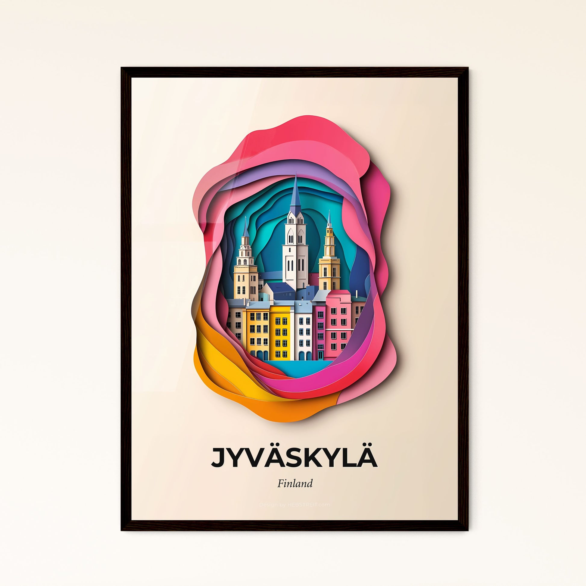 Vivid Jyväskylä, Finland - a paper cut of a city with a clock tower