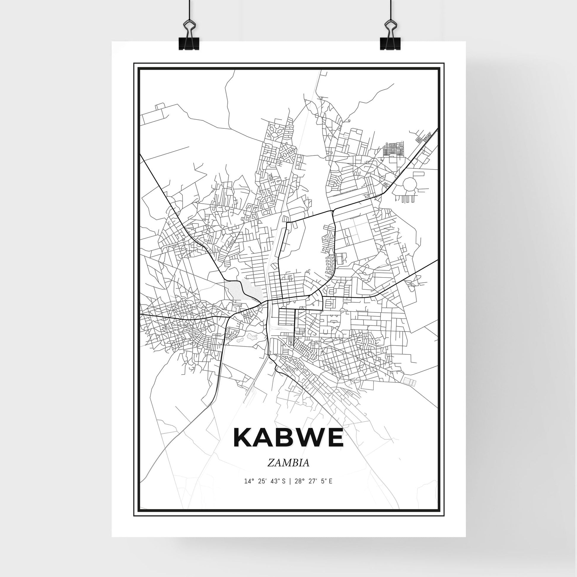 Kabwe Zambia - Premium City Map Poster