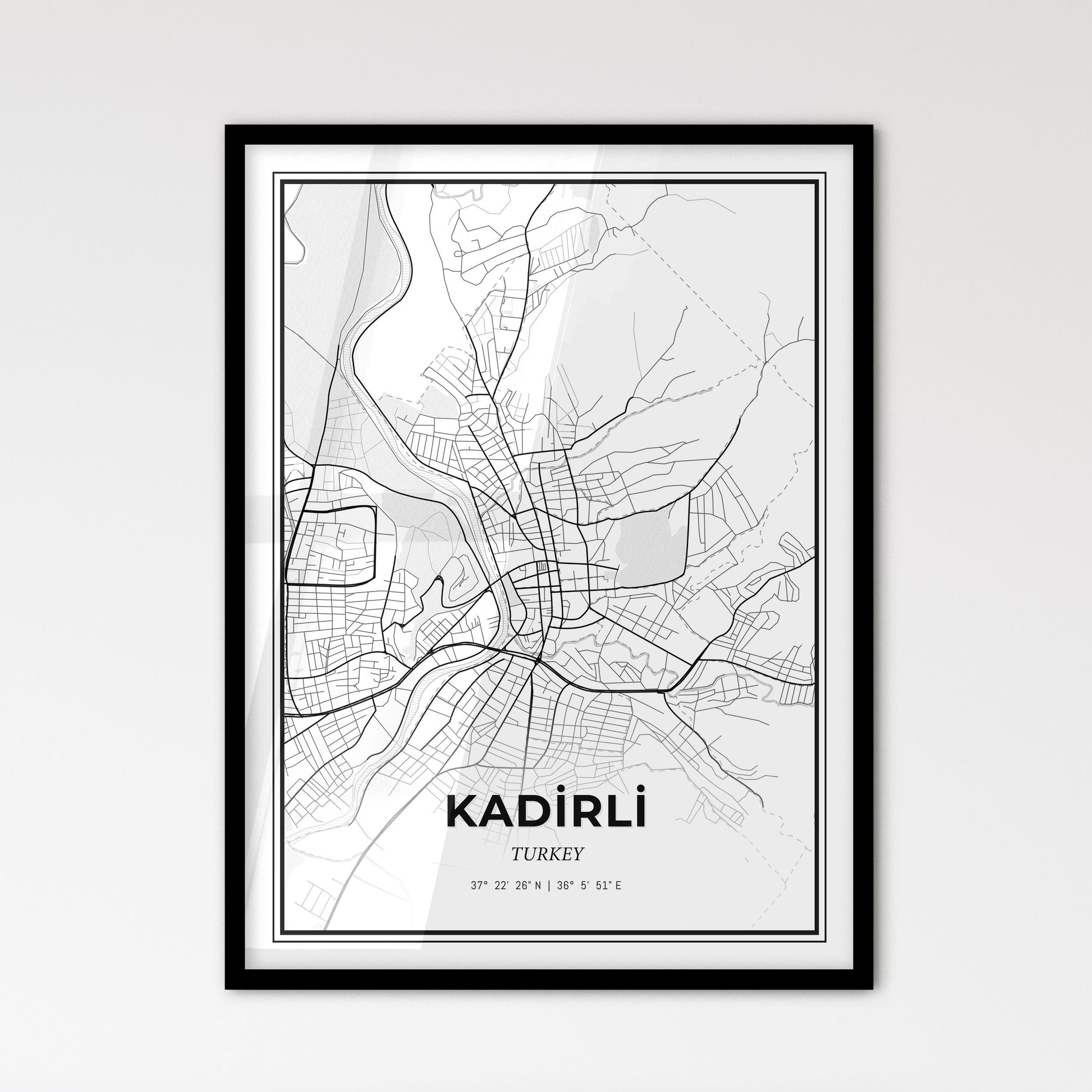 Kadirli Turkey - Scandinavian Style City Map for Modern Home Decor