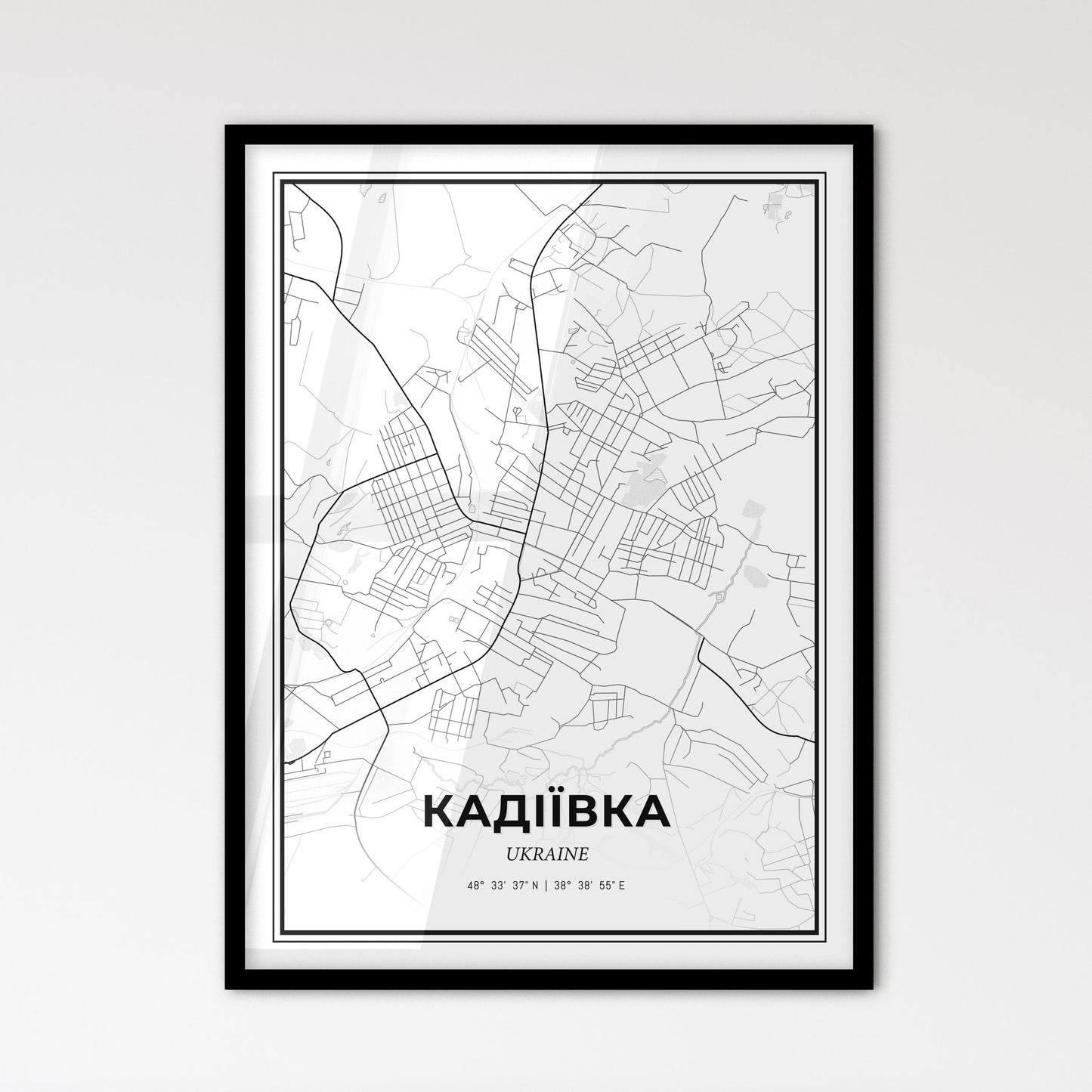 Kadiyivka Ukraine - Scandinavian Style City Map for Modern Home Decor