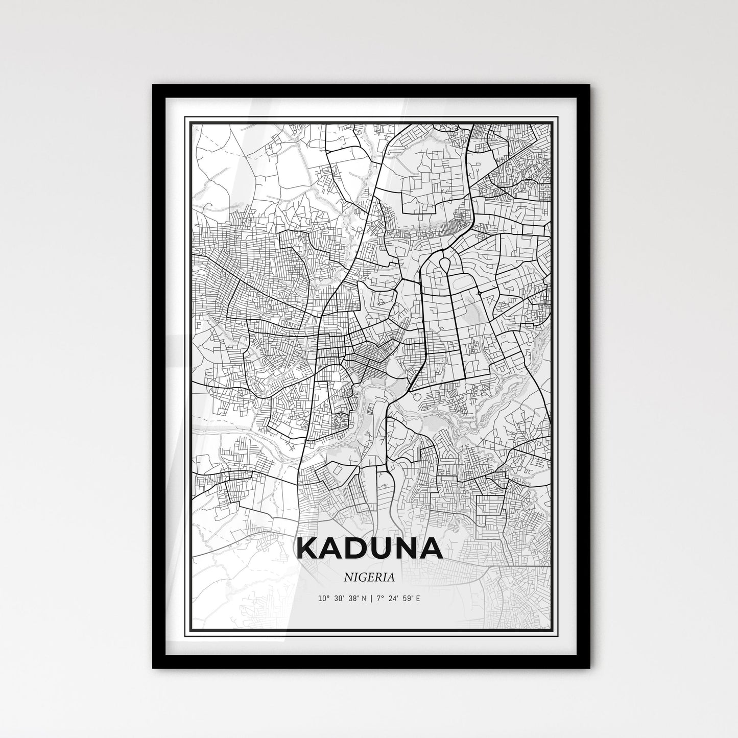 Kaduna Nigeria - Scandinavian Style City Map for Modern Home Decor