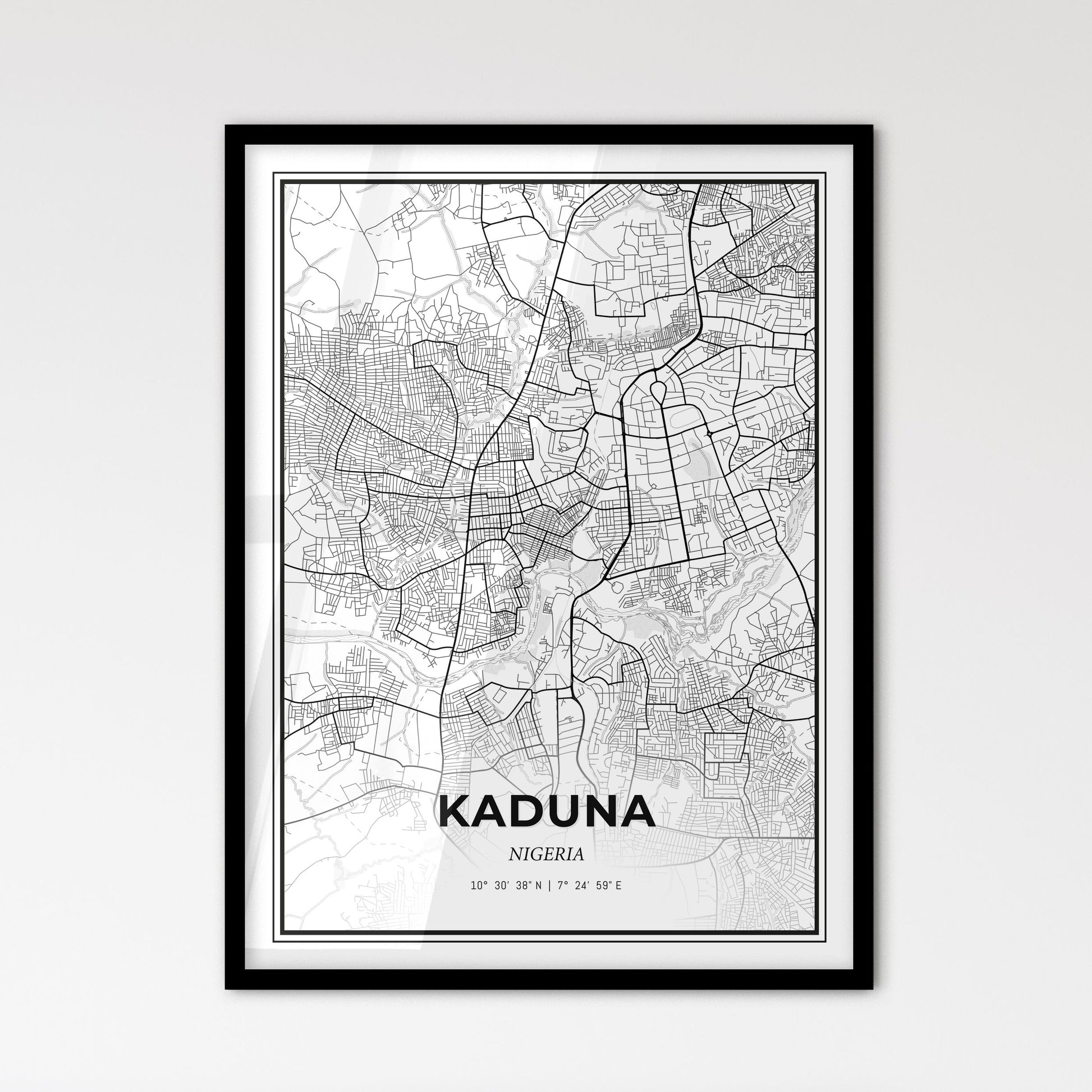 Kaduna Nigeria - Scandinavian Style City Map for Modern Home Decor