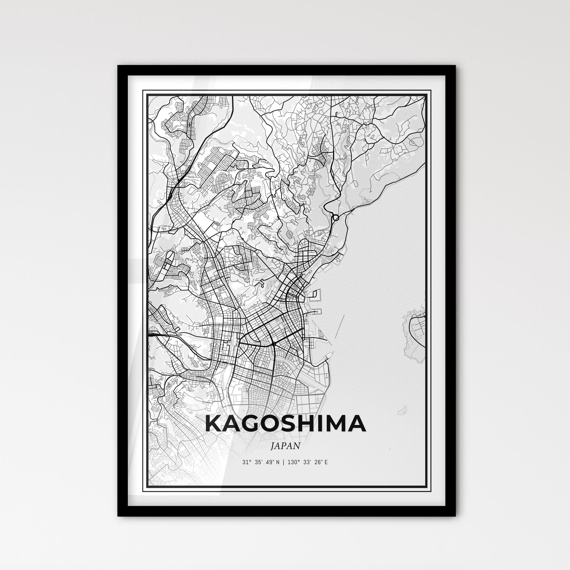 Kagoshima Japan - Scandinavian Style City Map for Modern Home Decor