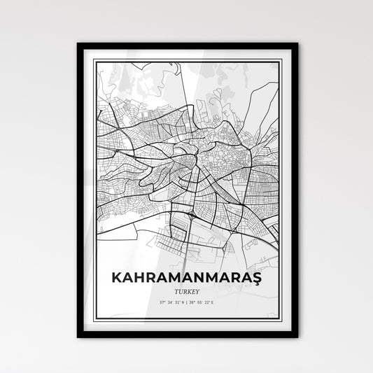 Kahramanmaraş Turkey - Scandinavian Style City Map for Modern Home Decor