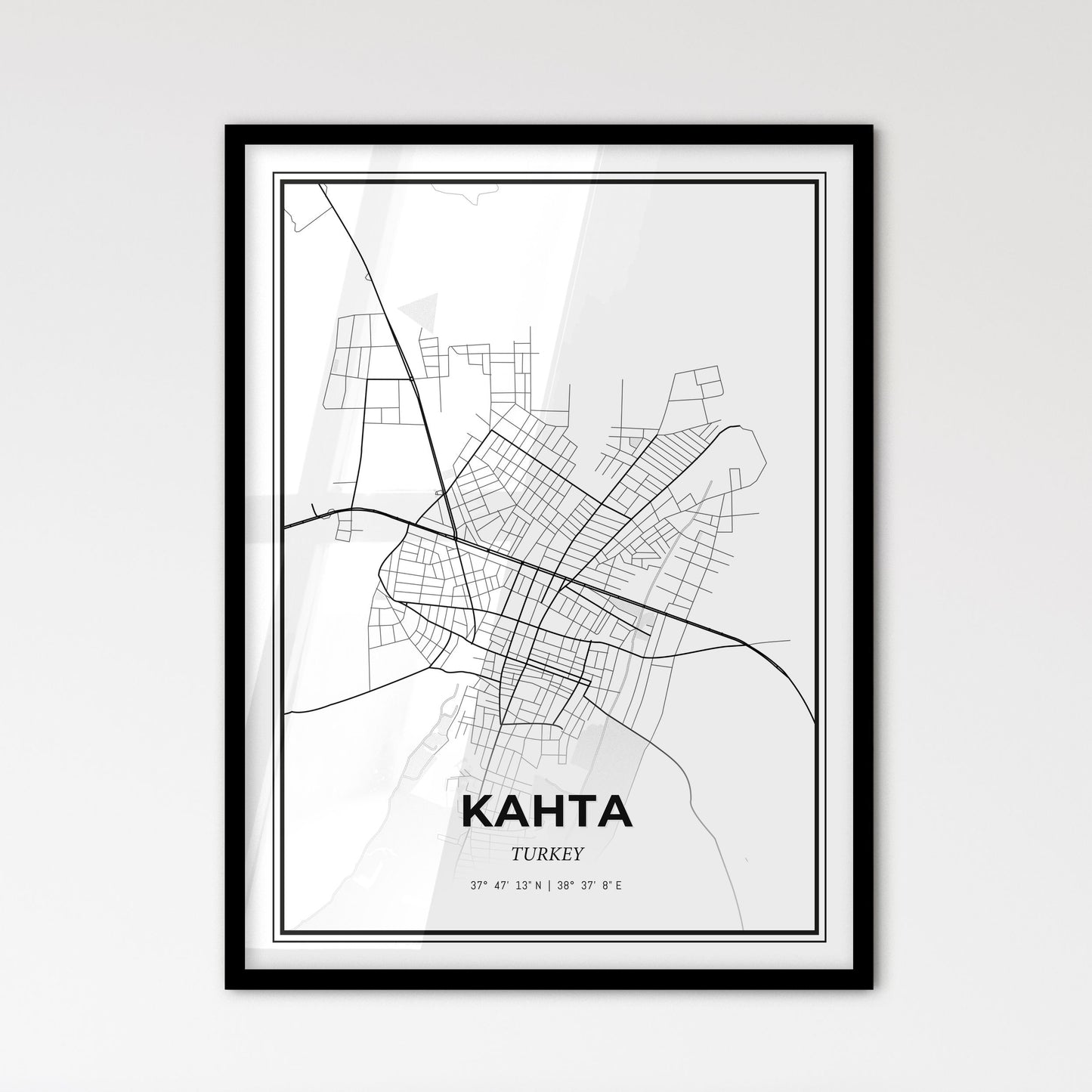 Kahta Turkey - Scandinavian Style City Map for Modern Home Decor