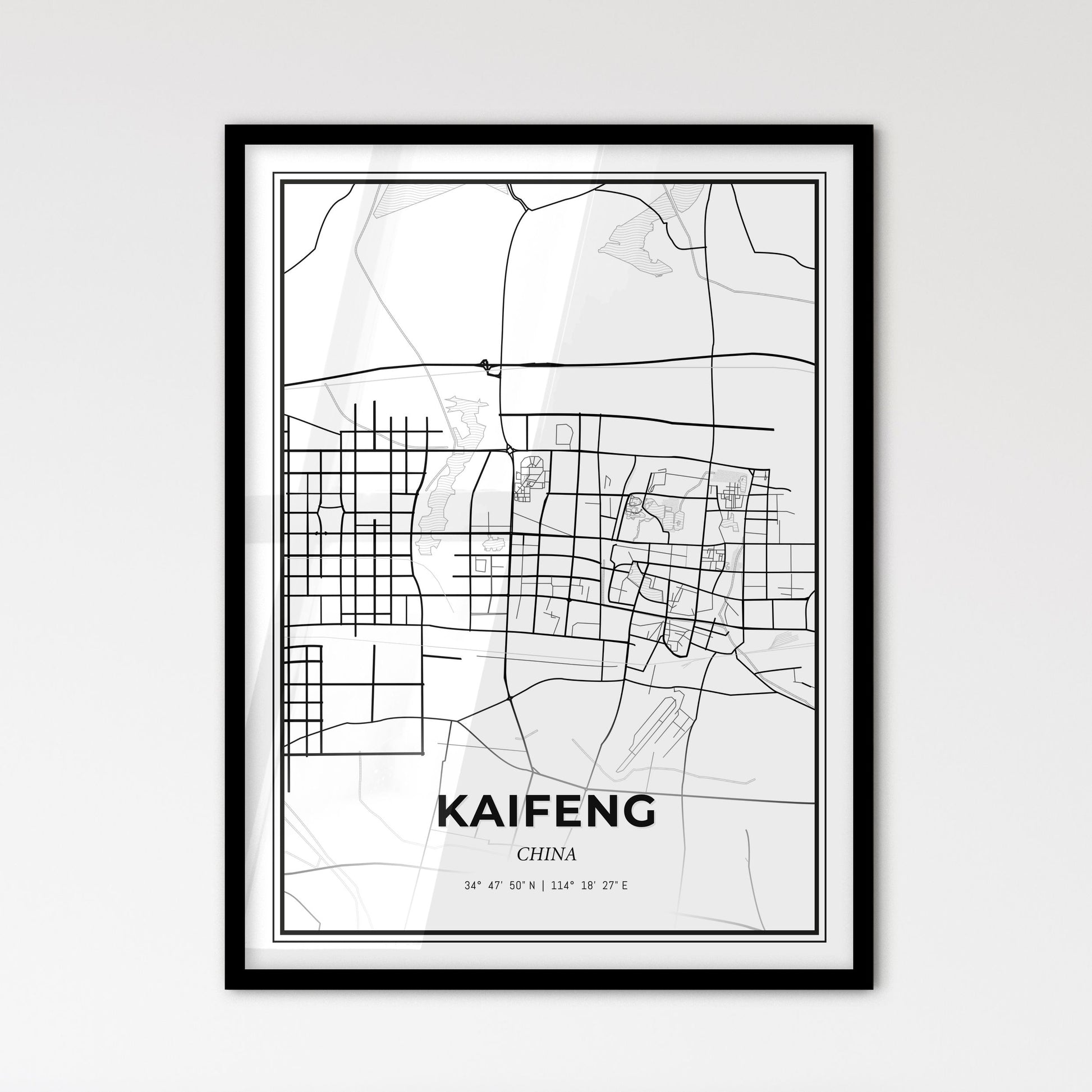 Kaifeng China - Scandinavian Style City Map for Modern Home Decor