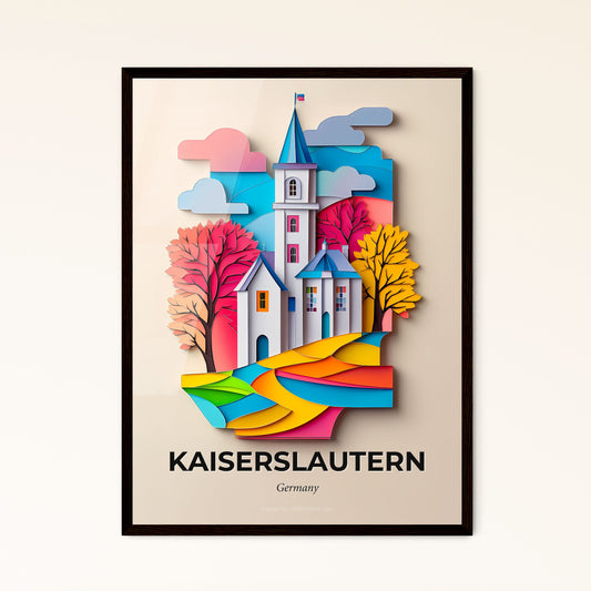 Vivid Kaiserslautern, Germany - a paper cut of a church and trees