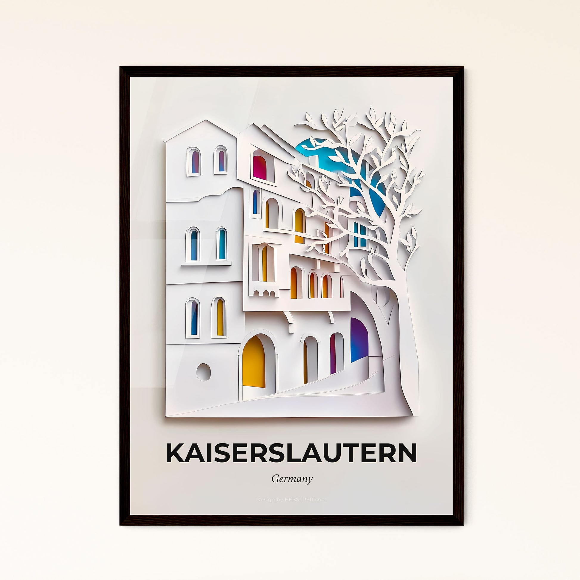 Vivid Kaiserslautern, Germany - a paper cut of a building with a tree