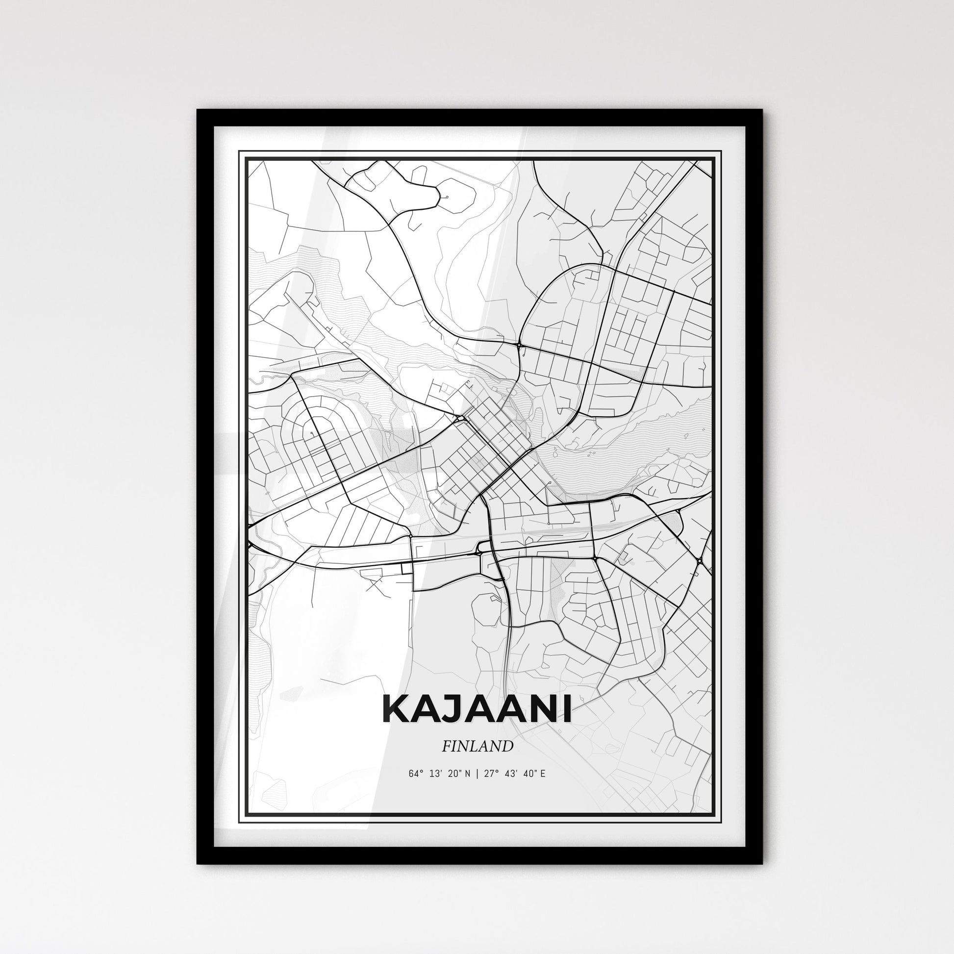 Kajaani Finland - Scandinavian Style City Map for Modern Home Decor