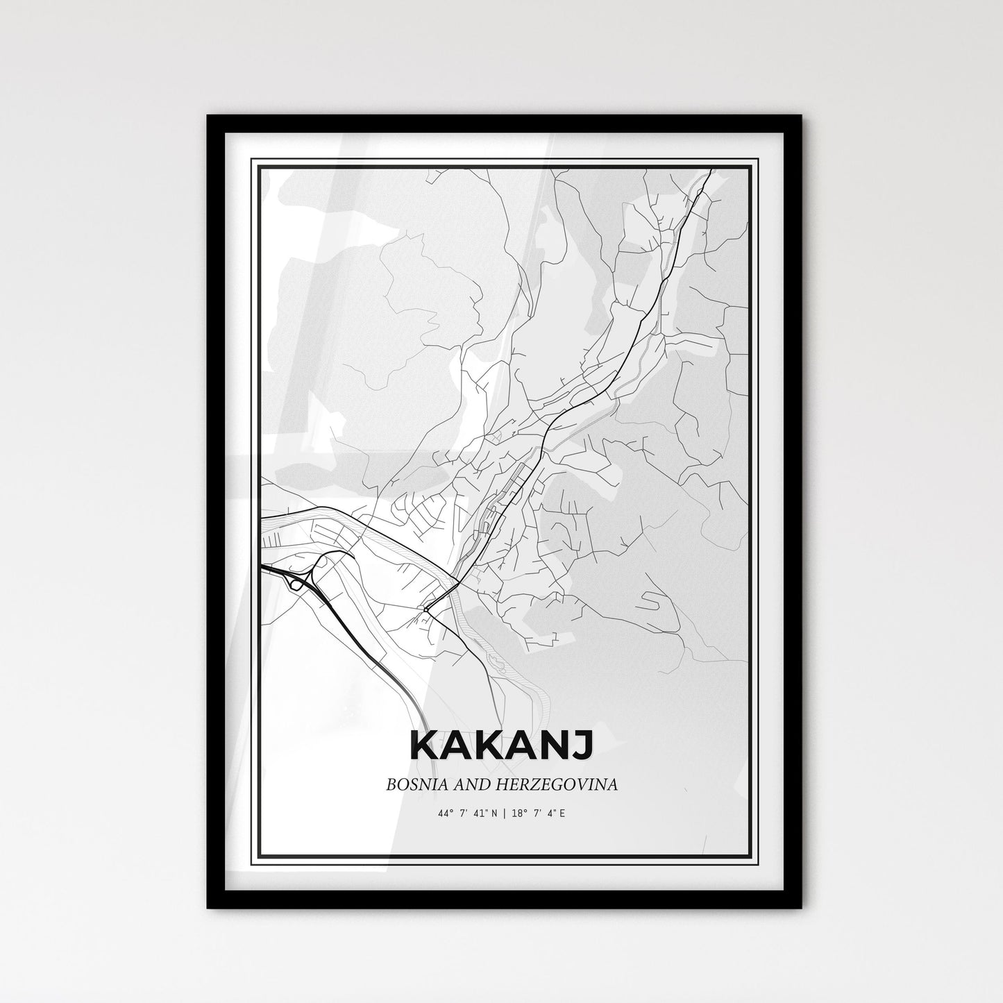 Kakanj Bosnia and Herzegovina - Scandinavian Style City Map for Modern Home Decor