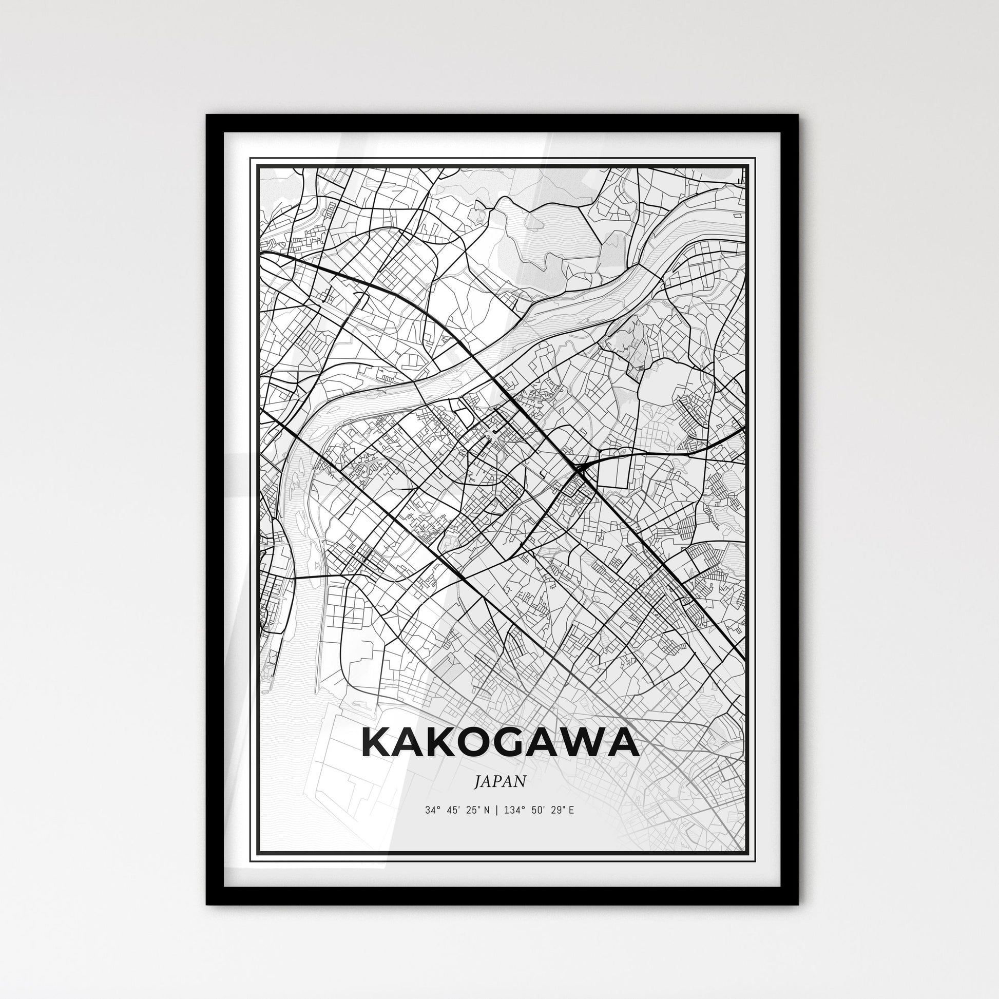 Kakogawa Japan - Scandinavian Style City Map for Modern Home Decor