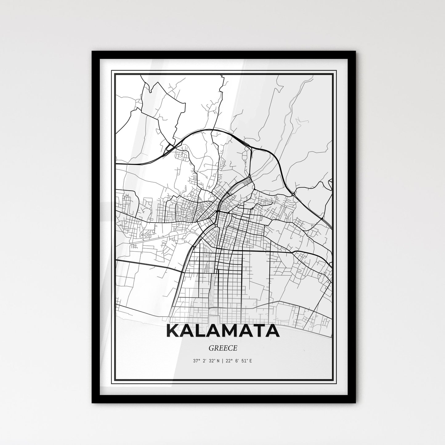 Kalamata Greece - Scandinavian Style City Map for Modern Home Decor