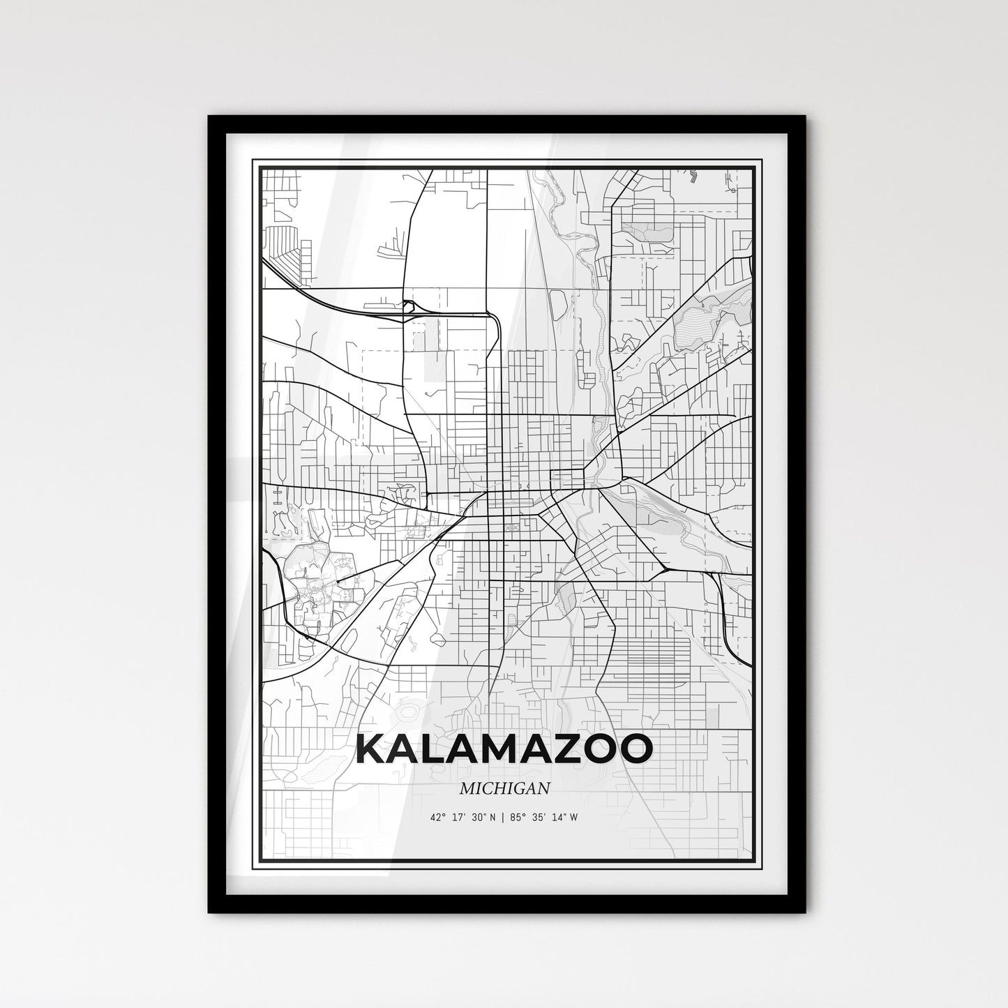 Kalamazoo Michigan - Scandinavian Style City Map for Modern Home Decor