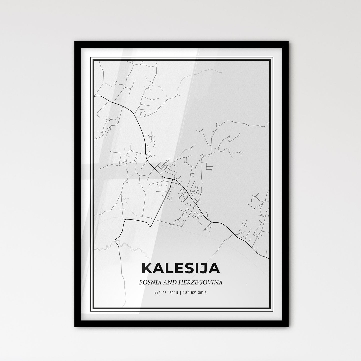 Kalesija Bosnia and Herzegovina - Scandinavian Style City Map for Modern Home Decor