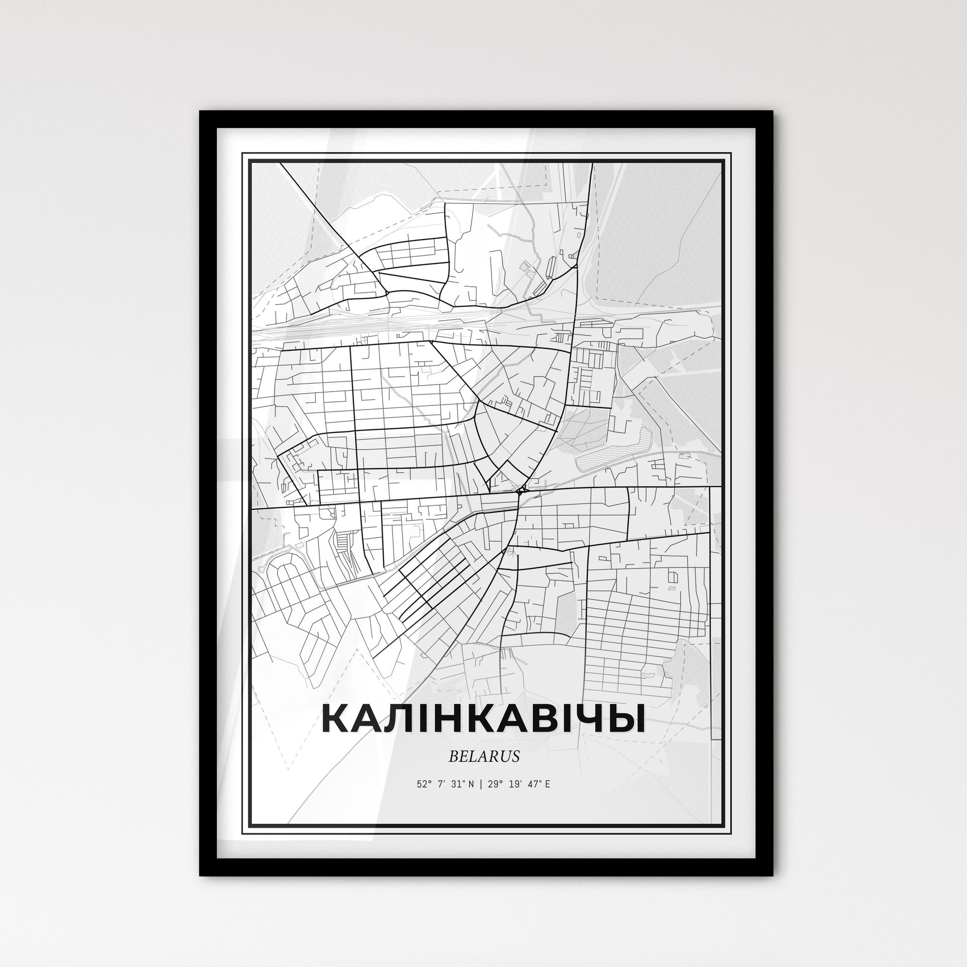 Kalinkavichy Belarus - Scandinavian Style City Map for Modern Home Decor