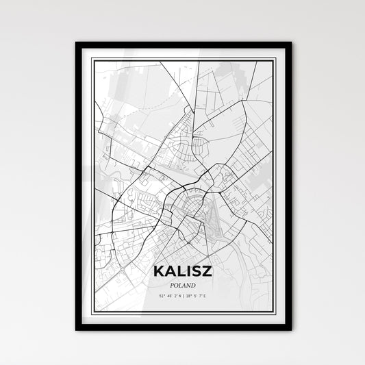 Kalisz Poland - Scandinavian Style City Map for Modern Home Decor