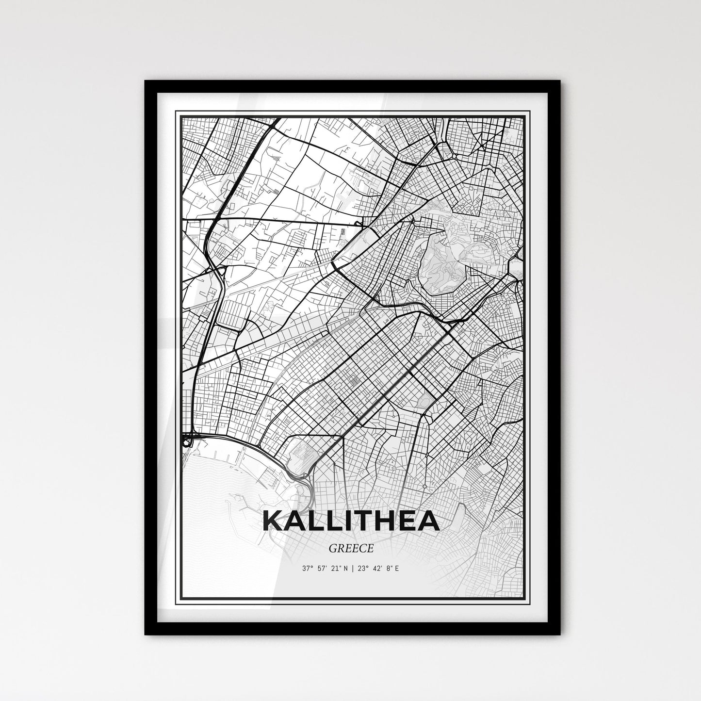 Kallithea Greece - Scandinavian Style City Map for Modern Home Decor