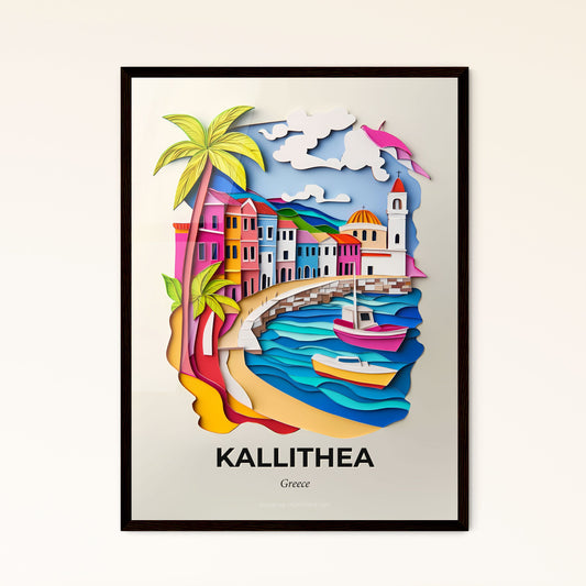 Vivid Kallithea, Greece - a paper cut of a boat on a beach