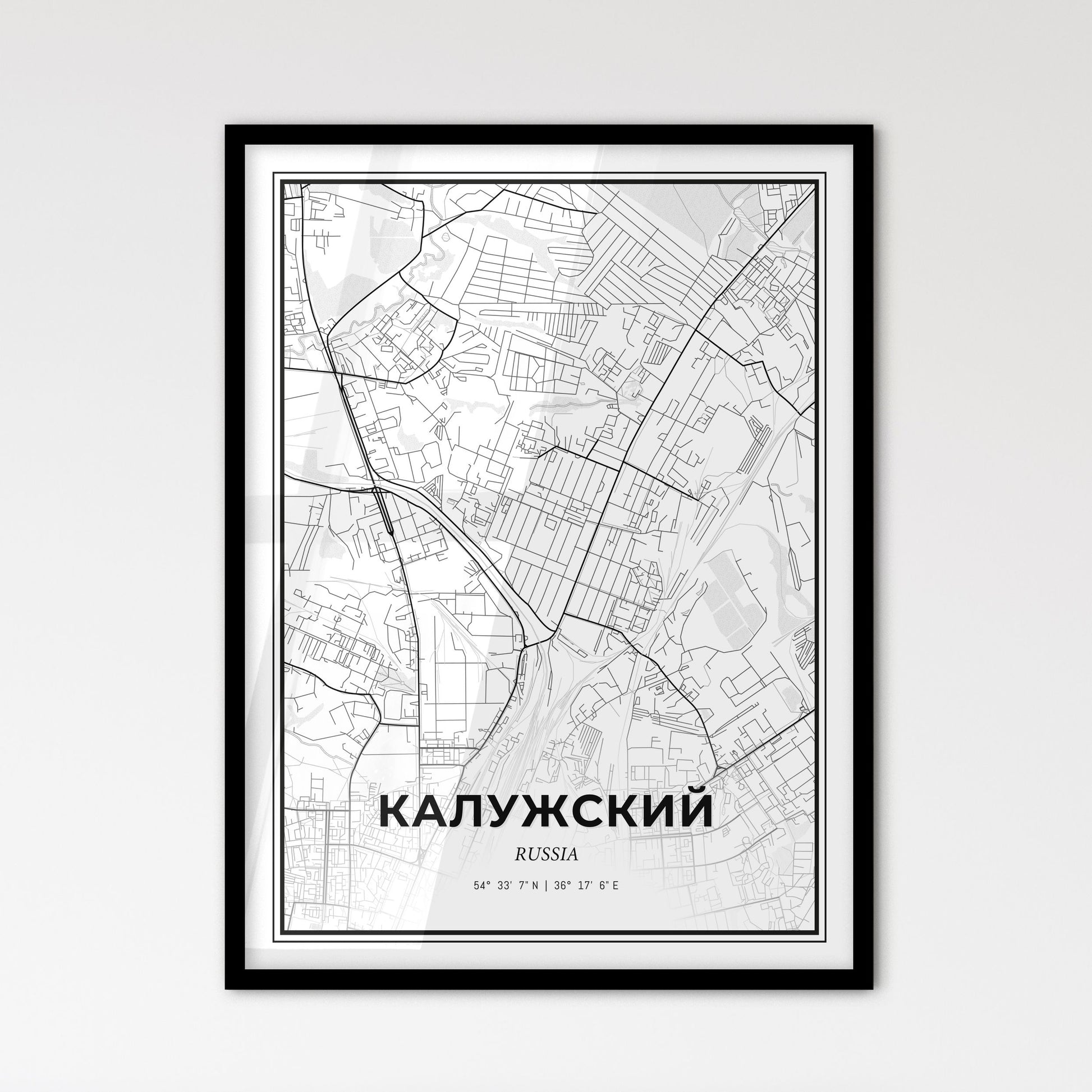 Kaluga Russia - Scandinavian Style City Map for Modern Home Decor