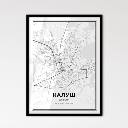 Kalush Ukraine - Scandinavian Style City Map for Modern Home Decor