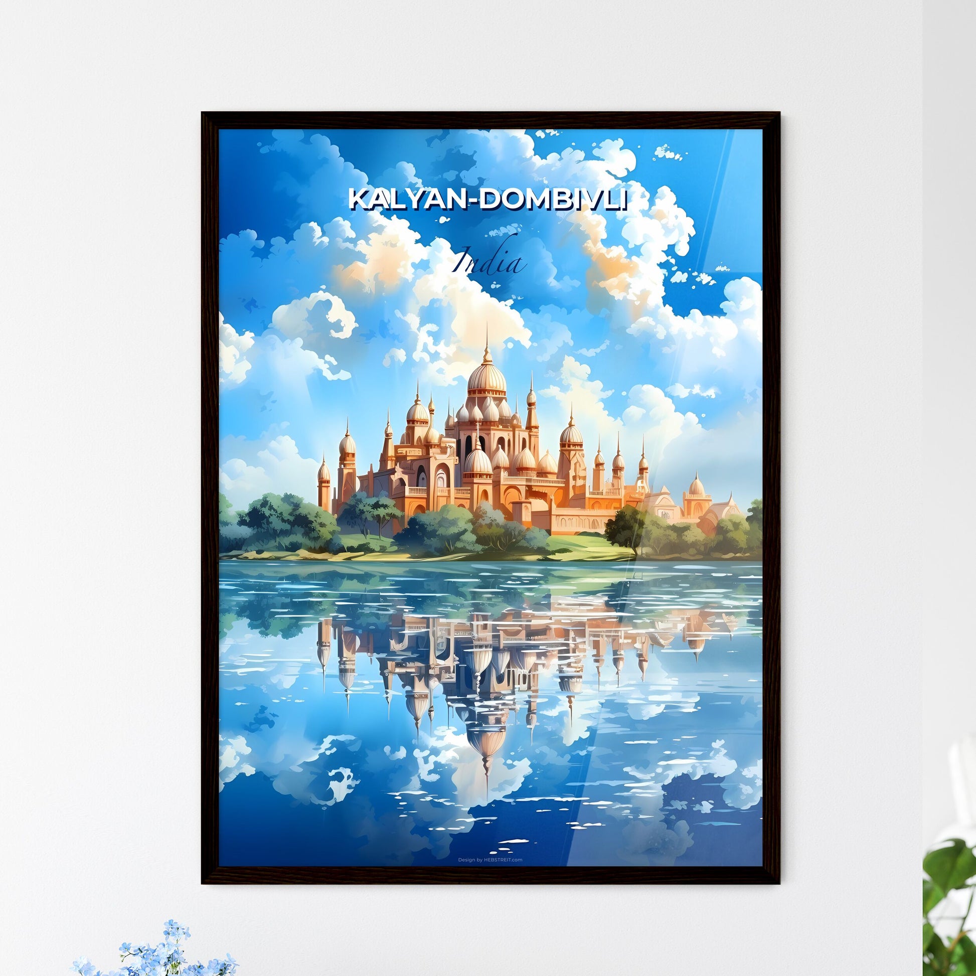 Artistic Kalyan-Dombivli Skyline Painting Showcasing Castle on Serene Lake Default Title