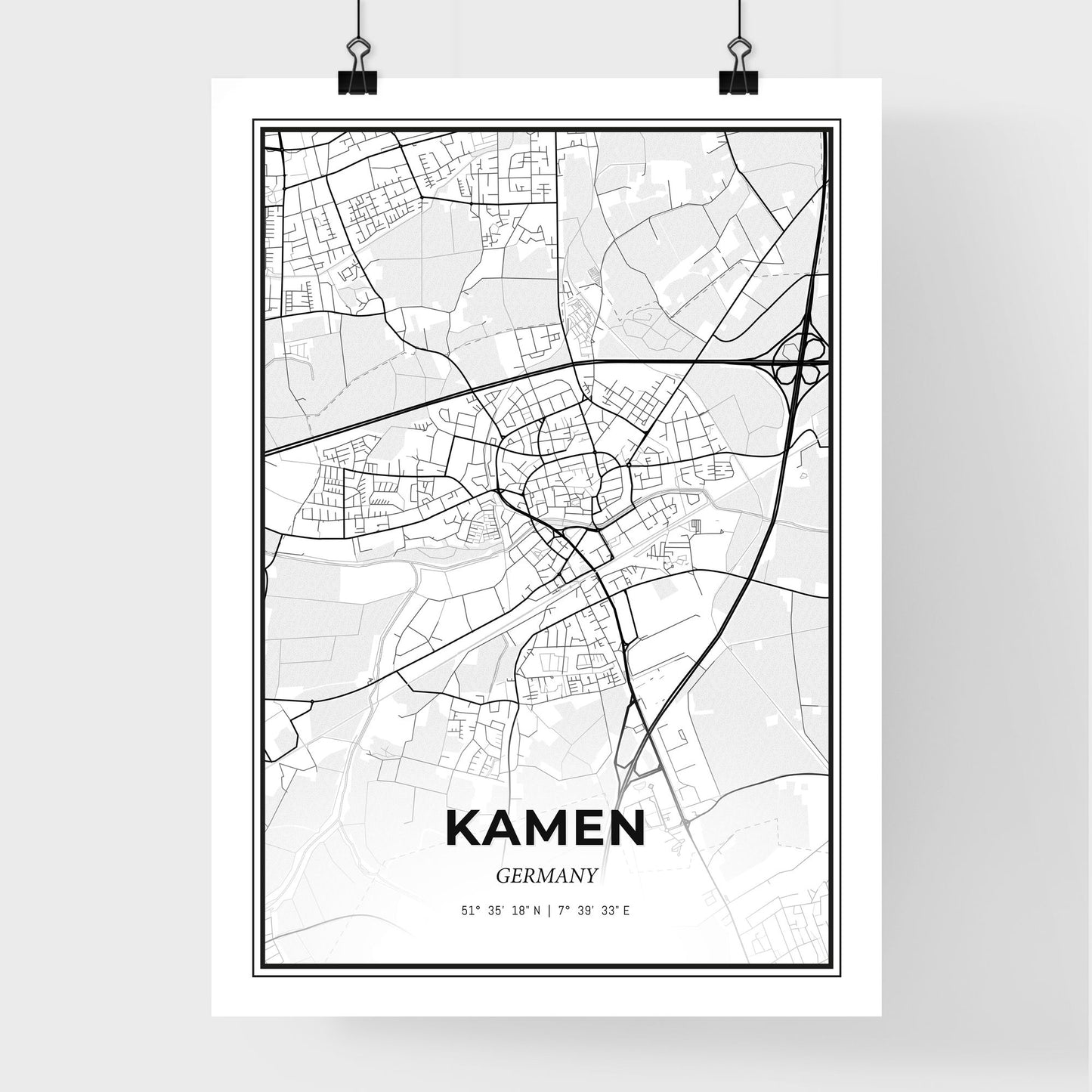 Kamen Germany - Premium City Map Poster