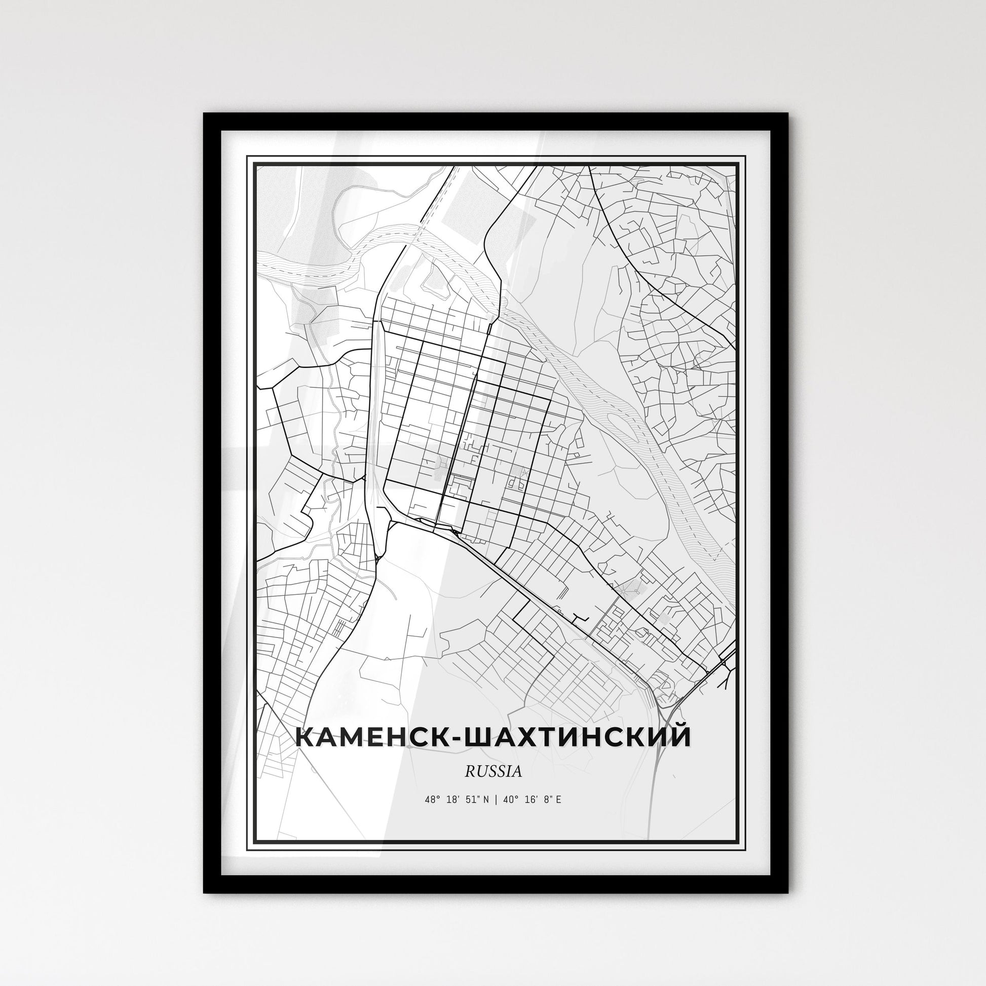 Kamensk-Shakhtinsky Russia - Scandinavian Style City Map for Modern Home Decor