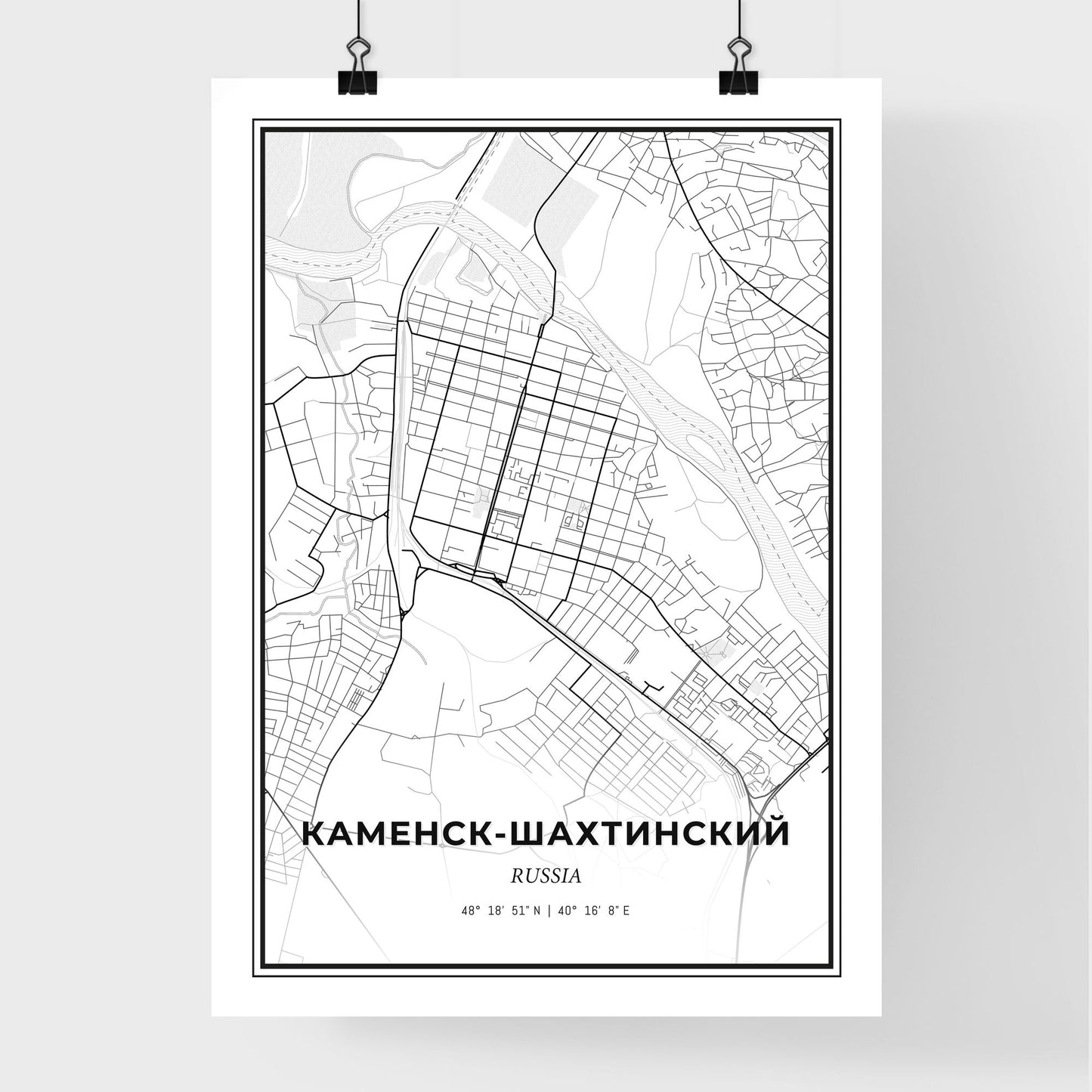 Kamensk-Shakhtinsky Russia - Premium City Map Poster