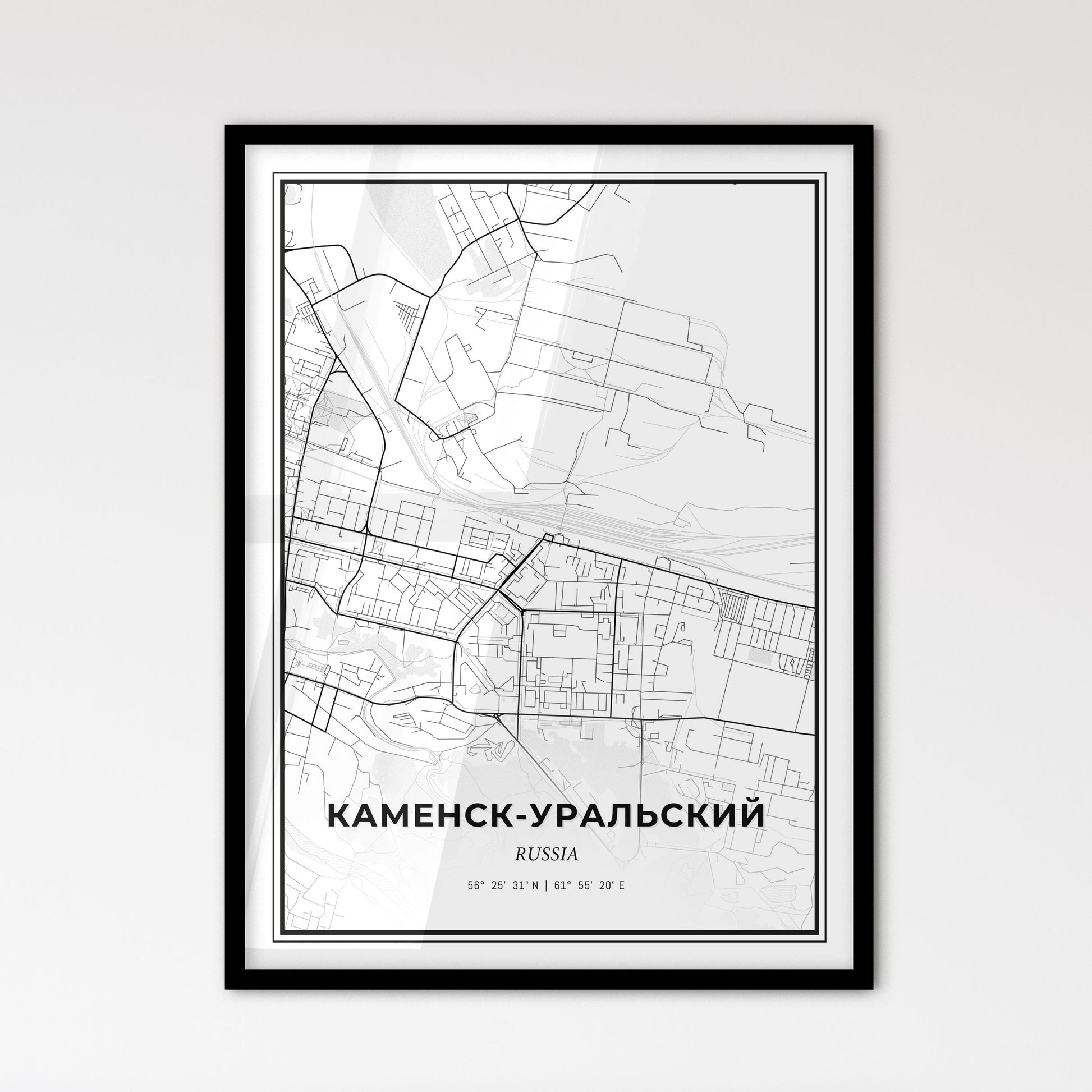 Kamensk-Uralsky Russia - Scandinavian Style City Map for Modern Home Decor