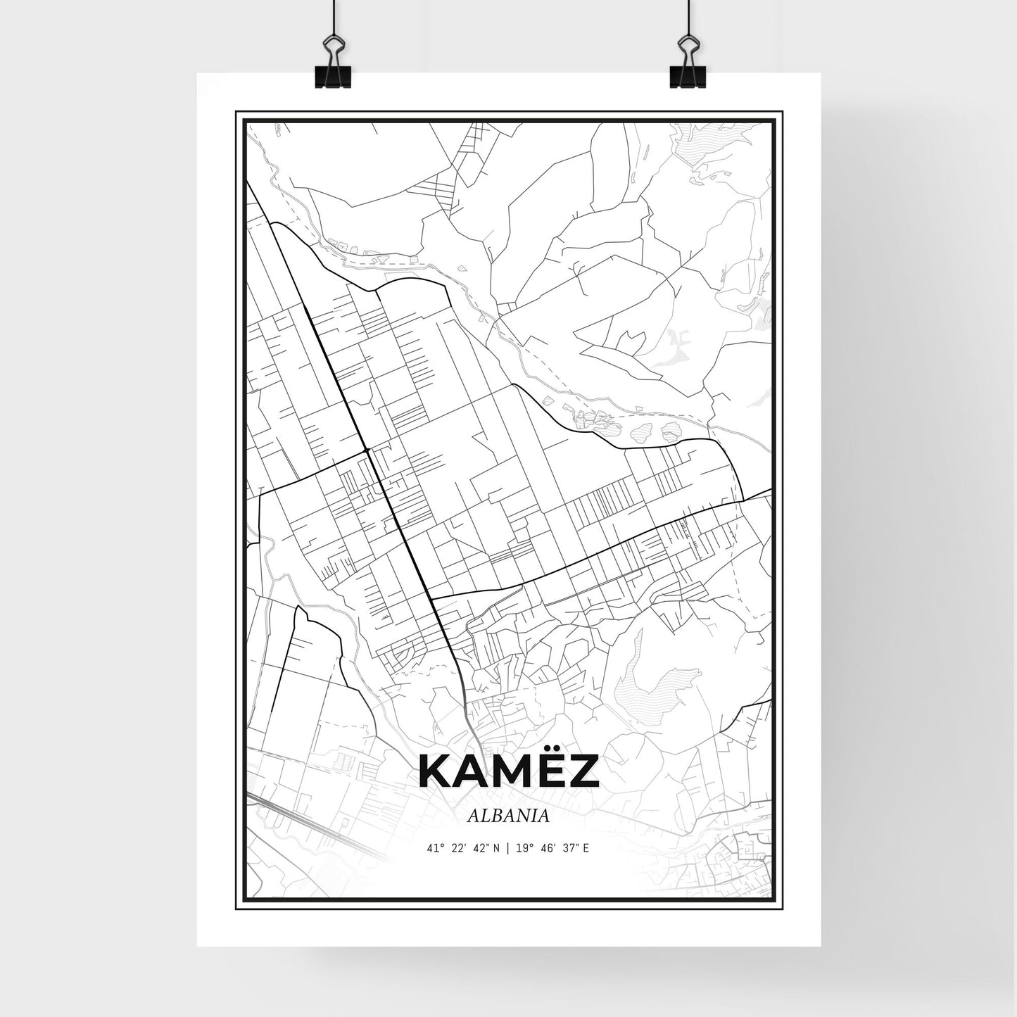 Kamëz Albania - Premium City Map Poster