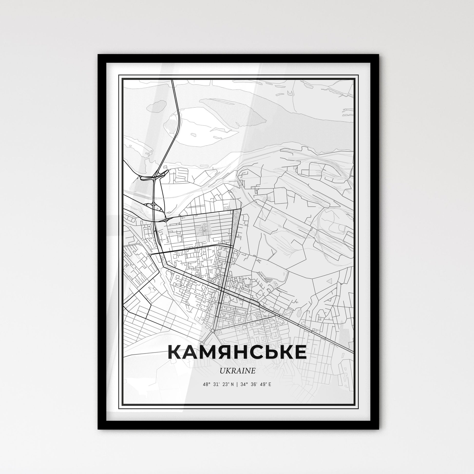 Kamianske Ukraine - Scandinavian Style City Map for Modern Home Decor