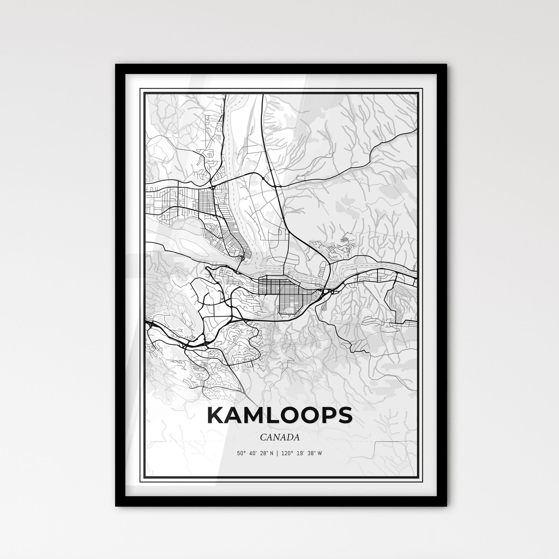 Kamloops Canada - Scandinavian Style City Map for Modern Home Decor