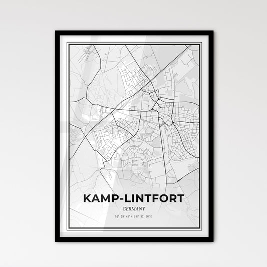 Kamp-Lintfort Germany - Scandinavian Style City Map for Modern Home Decor