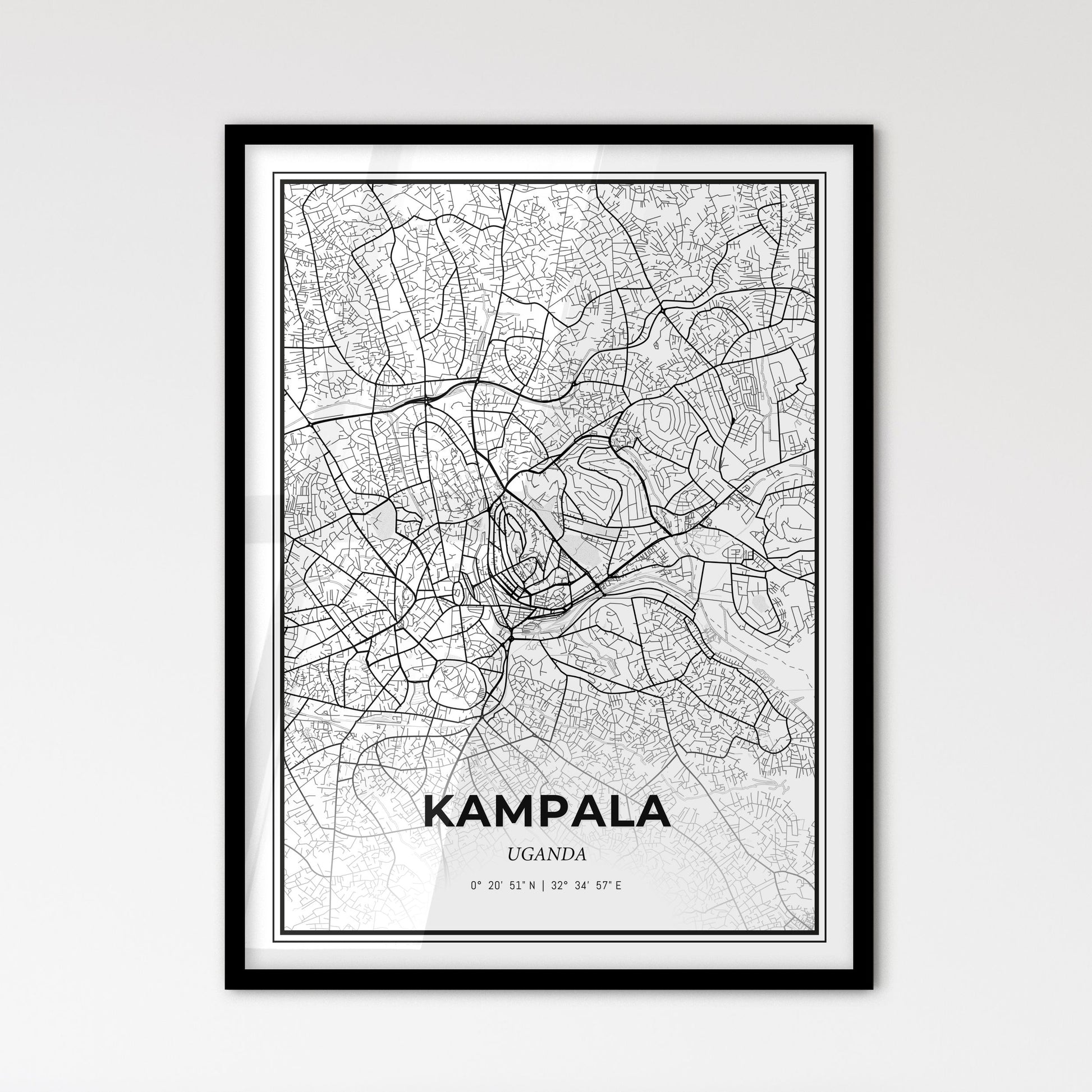 Kampala Uganda - Scandinavian Style City Map for Modern Home Decor