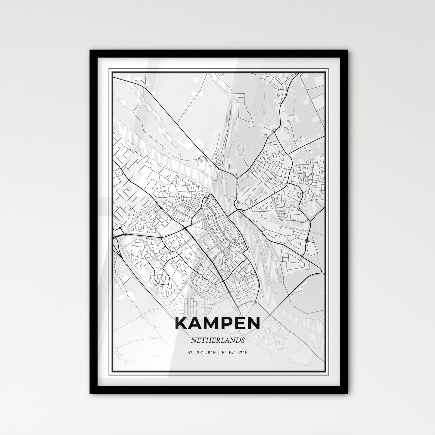  Kampen Netherlands - Scandinavian Style City Map for Modern Home Decor