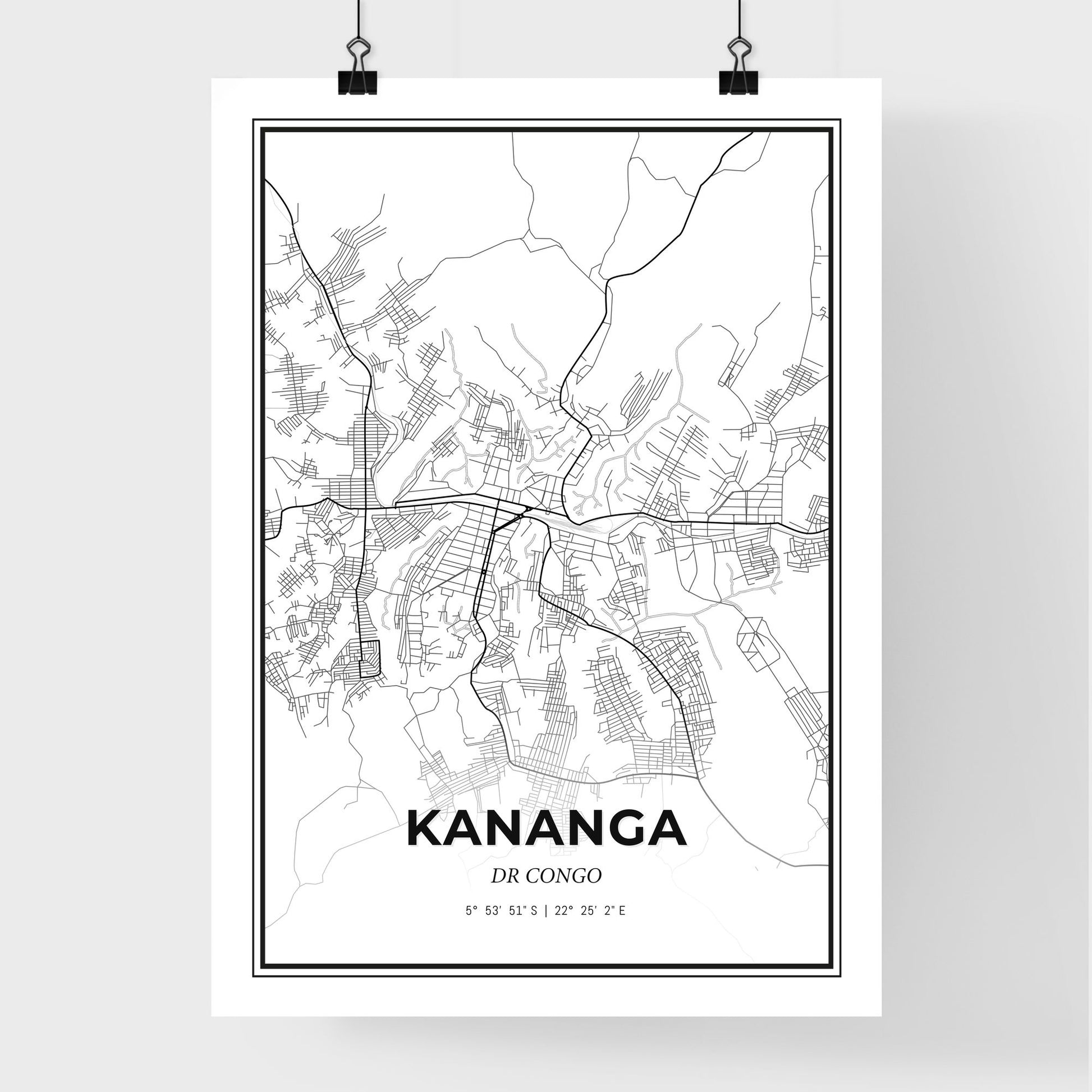 Kananga DR Congo - Premium City Map Poster