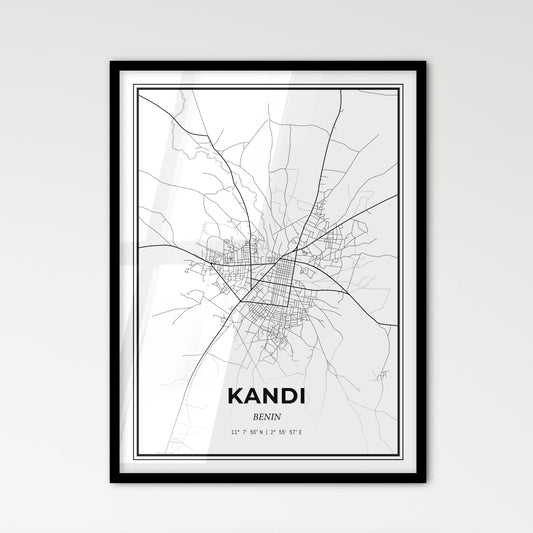 Kandi Benin - Scandinavian Style City Map for Modern Home Decor