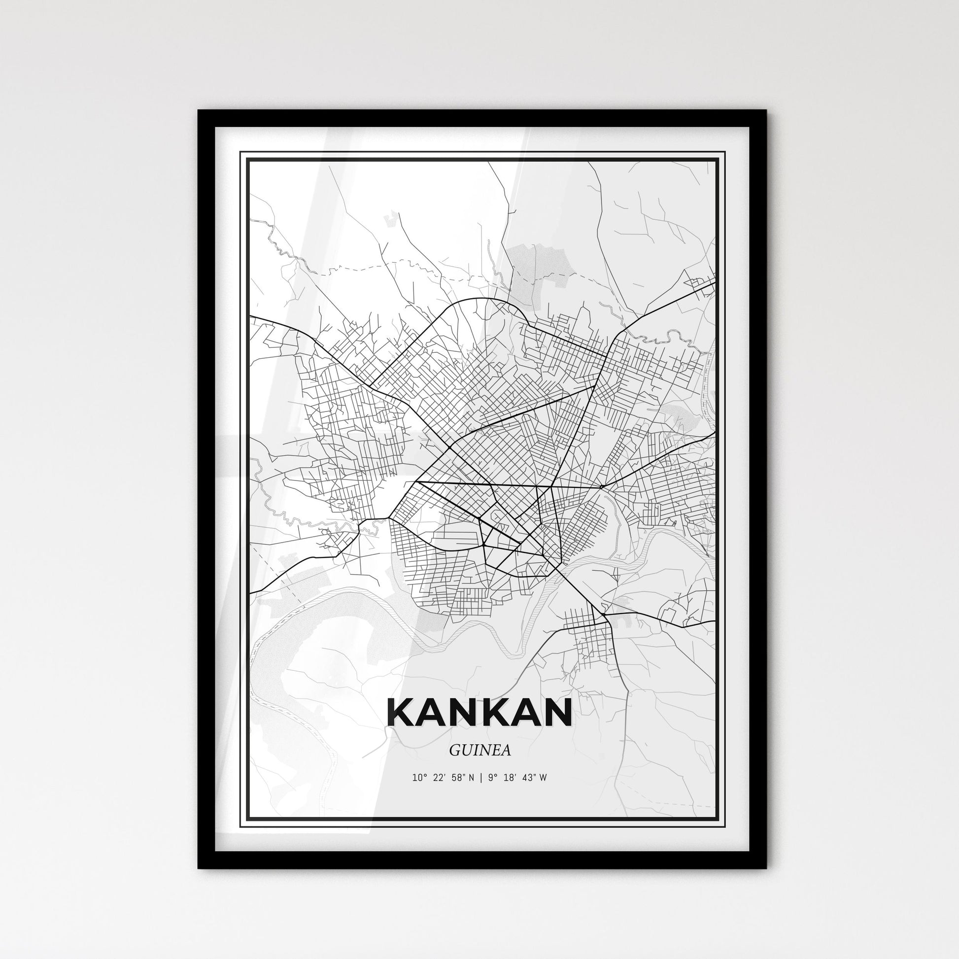 Kankan Guinea - Scandinavian Style City Map for Modern Home Decor