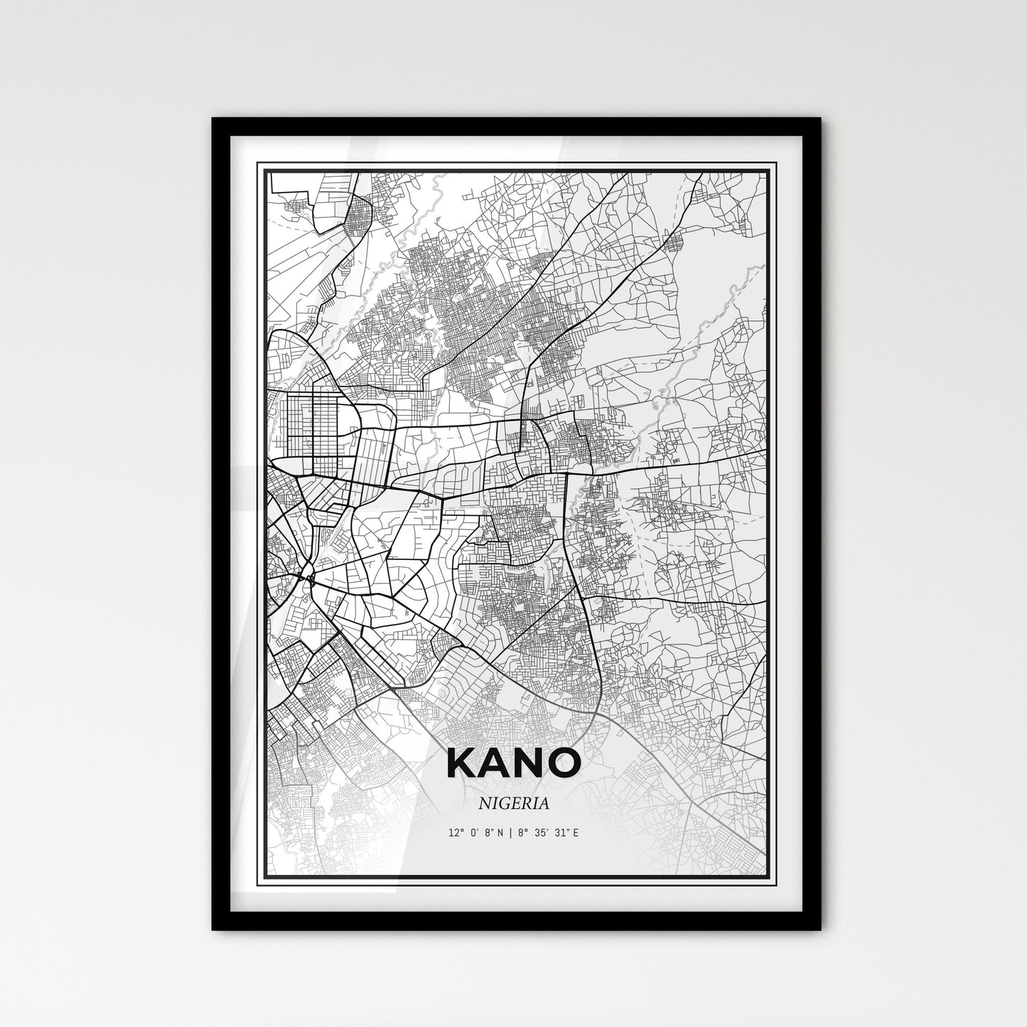 Kano Nigeria - Scandinavian Style City Map for Modern Home Decor