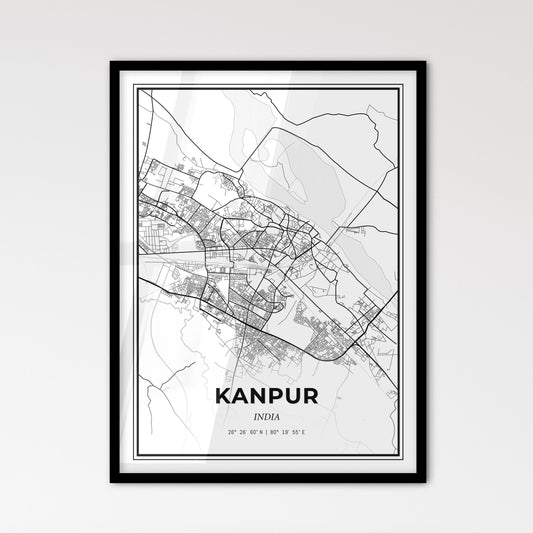 Kanpur India - Scandinavian Style City Map for Modern Home Decor