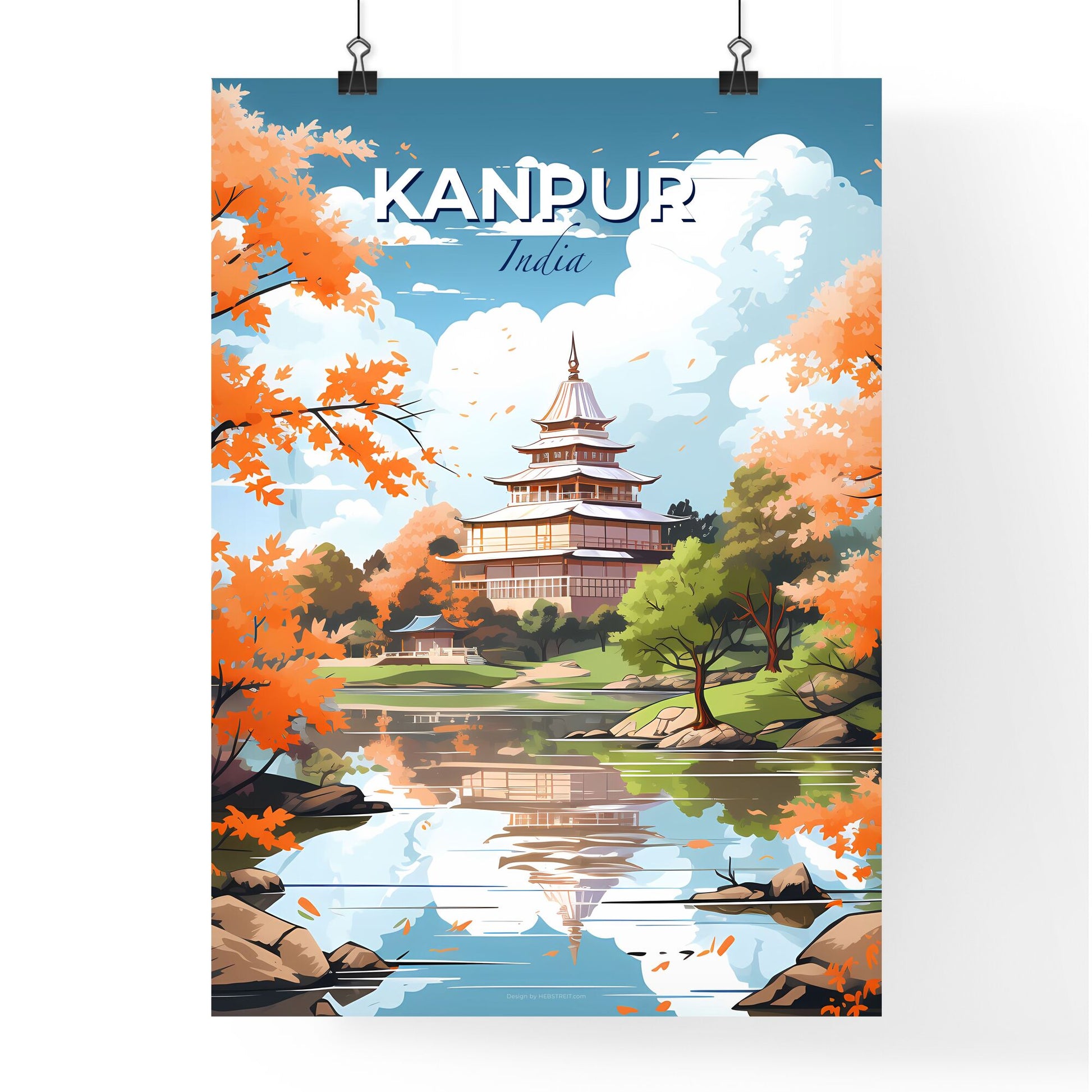 Kanpur City Skyline India Painting Vibrant Artwork Temple Colorful Default Title