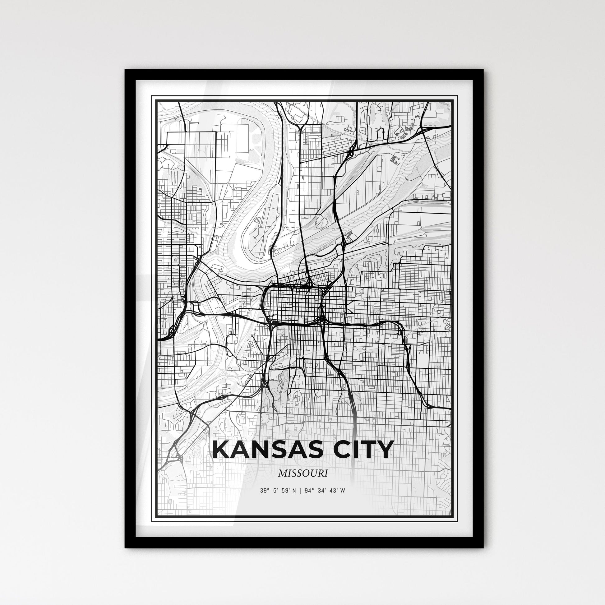 Kansas City Missouri - Scandinavian Style City Map for Modern Home Decor