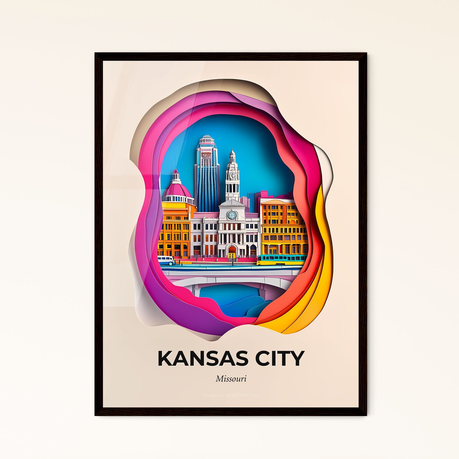 Vivid Kansas City, Missouri - a paper cut of a city with a bridge