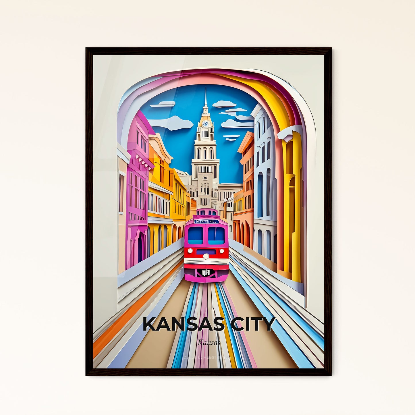 Vivid Kansas City, Kansas - a train traveling down a train track next to a tall building