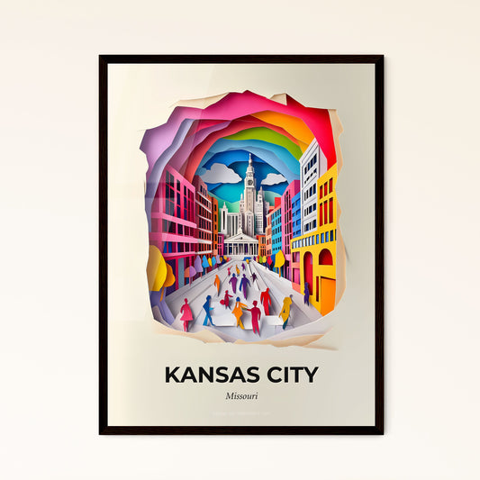 Vivid Kansas City, Missouri - a paper cut of a city with people walking