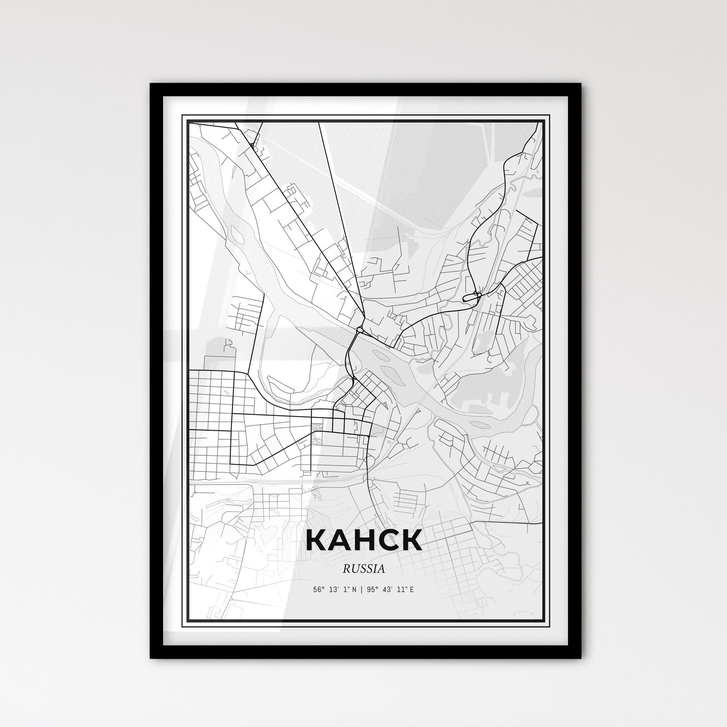 Kansk Russia - Scandinavian Style City Map for Modern Home Decor