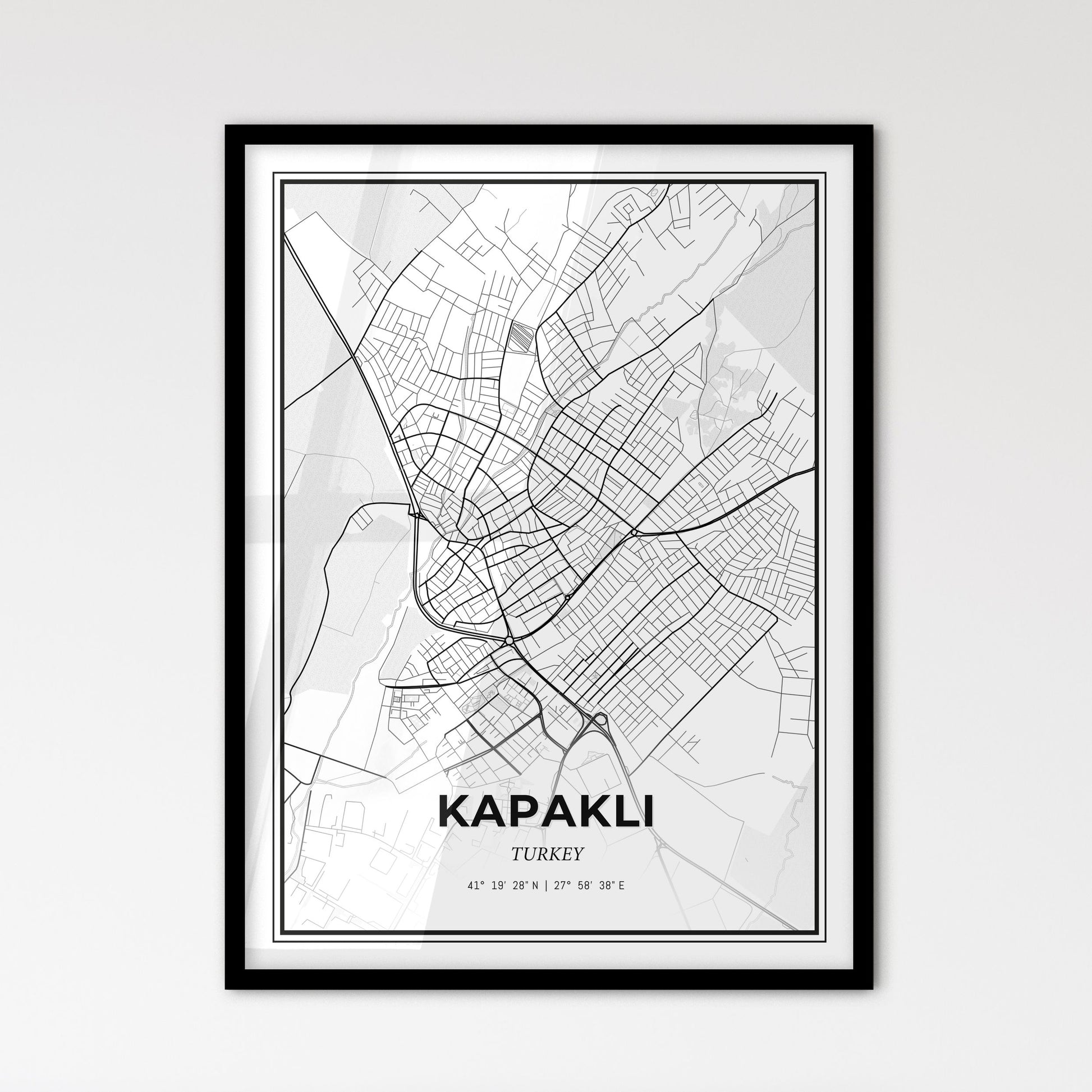 Kapaklı Turkey - Scandinavian Style City Map for Modern Home Decor