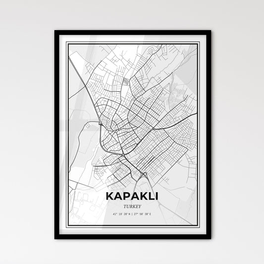 Kapaklı Turkey - Scandinavian Style City Map for Modern Home Decor