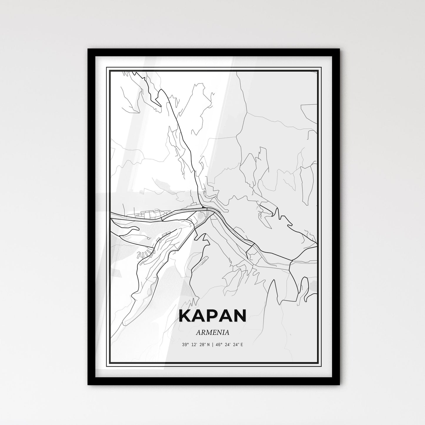 Kapan Armenia - Scandinavian Style City Map for Modern Home Decor