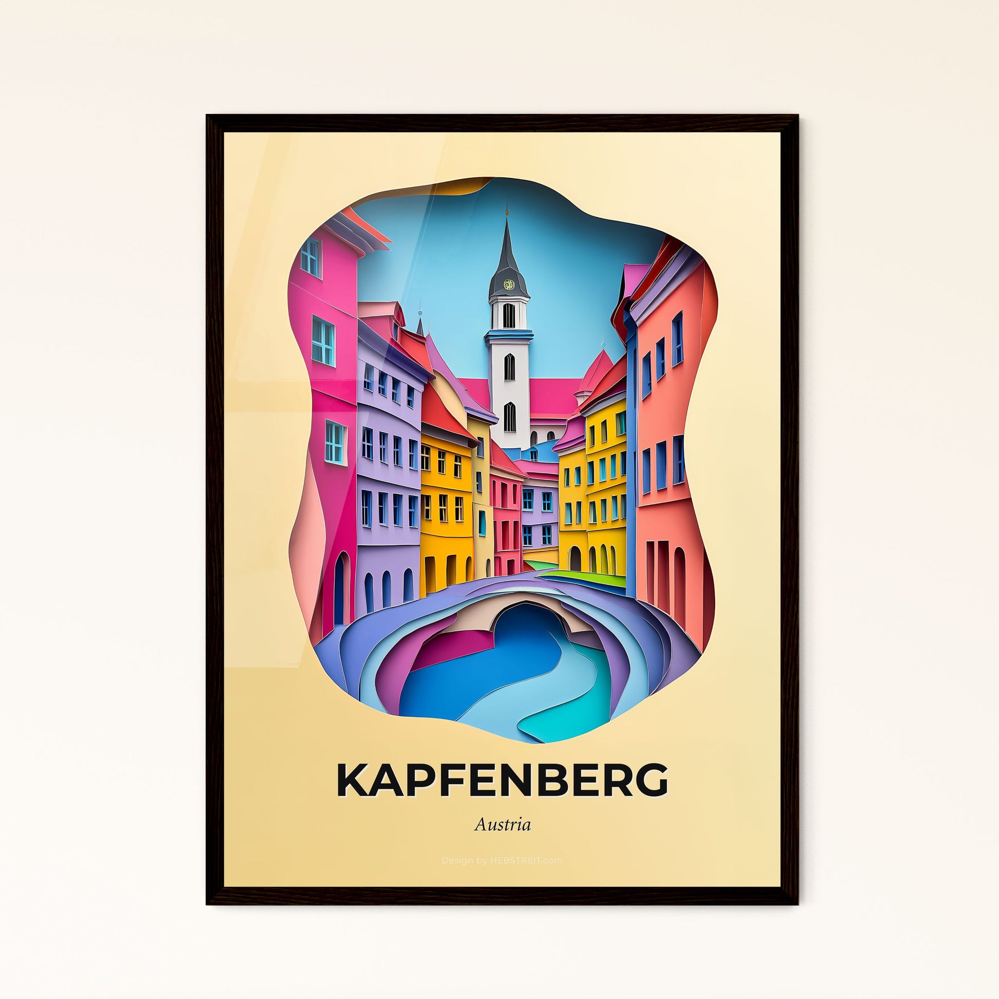 Vivid Kapfenberg, Austria - a paper cut of a city with a bridge